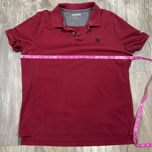 Express Mens Stretch Pique Polo Shirt Large Short Sleeve Red Casual Top - Picture 5 of 6